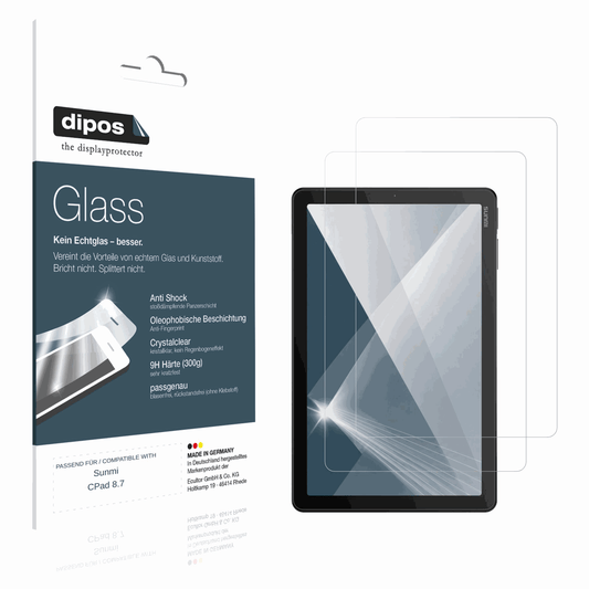Klare Displayschutzfolie von dipos passend für Sunmi CPad 8.7, 9H kratzfest und blasenfrei montiert