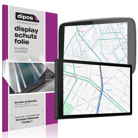2x Schutzfolie klar für Sunweyer Motorrad Carplay 7 Display-Schutzfolie