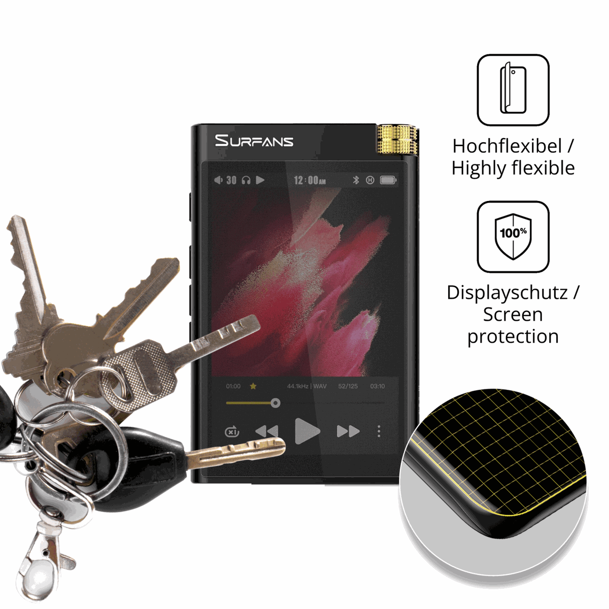 dipos Displayschutz für Surfans F28, mit Blickschutzfilter und perfekter Passform auch für die Rundungen
