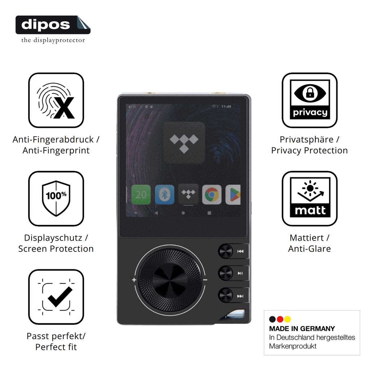 Privatsphäre-Schutz durch Sichtschutz-Folie passend zugeschnitten für Surfans F20 Pro