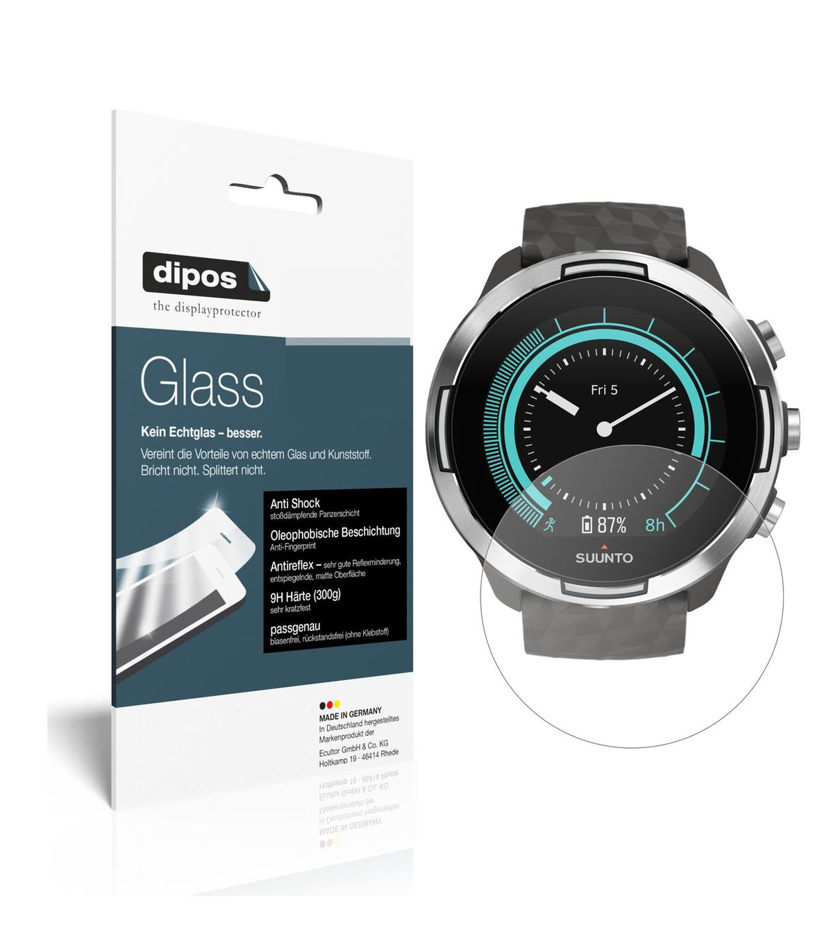 2x 9H Schutzfolie matt für Suunto 9 Panzerfolie