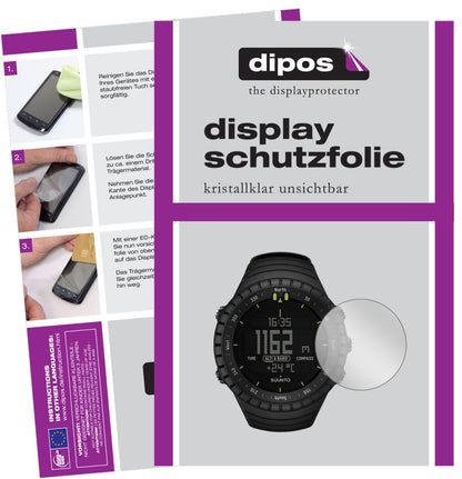 Klare Displayschutzfolie von dipos passend für Suunto Core, präziser Zuschnitt und blasenfrei montiert