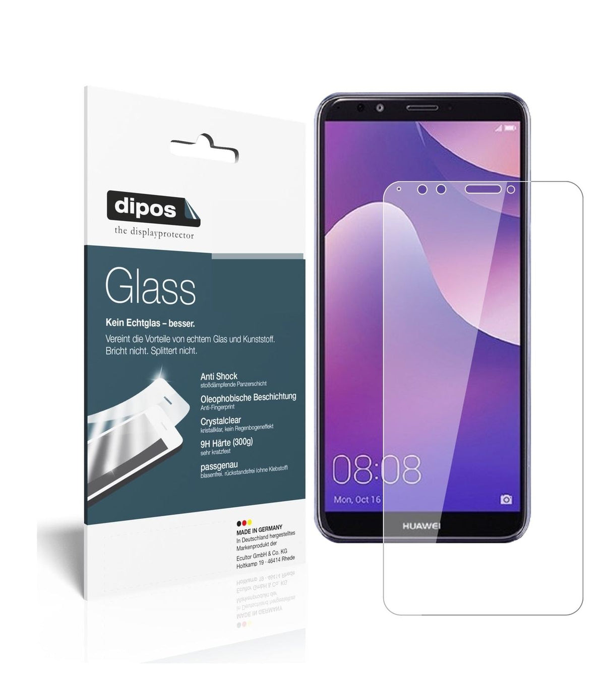 1x 9H Schutzfolie für Huawei Y7 (2018) Panzerfolie