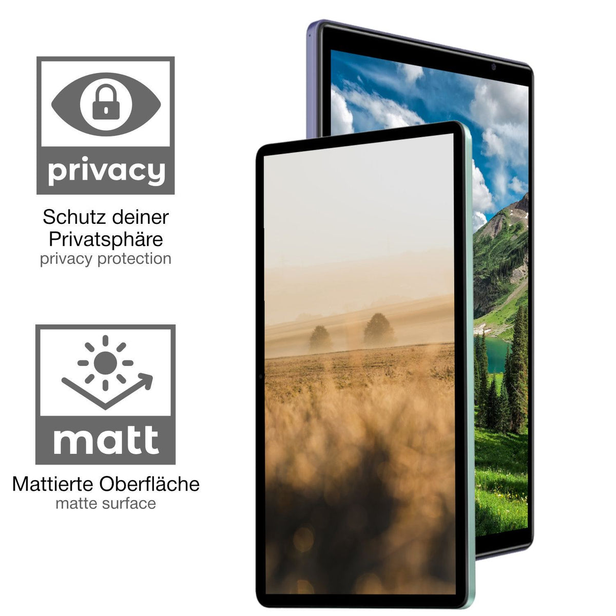 YestelT13 mit aufgebrachtem dipos Displayschutz, der seitliche Einblicke blockiert