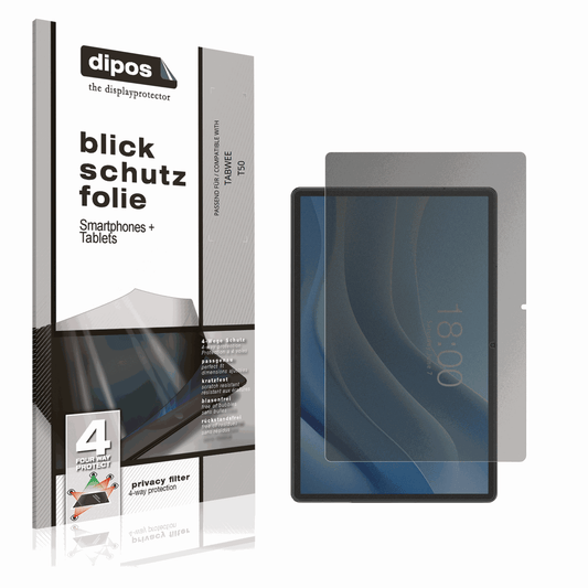 Blickschutzfolie von dipos passend für TABWEE T50, präziser Zuschnitt und blasenfrei montiert
