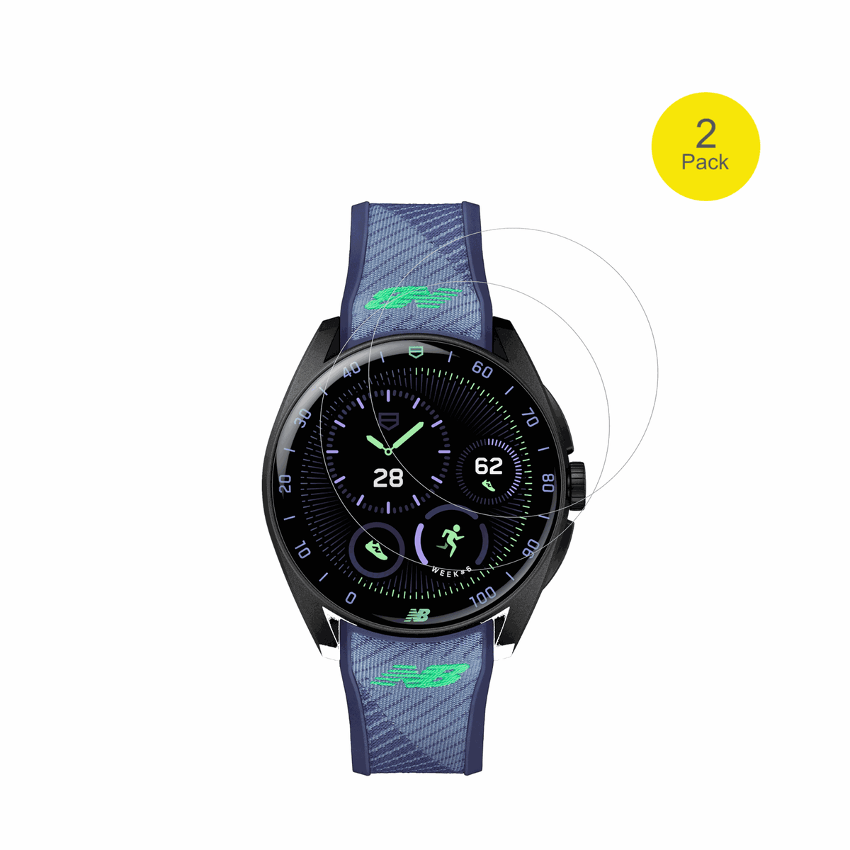 TAG HeuerConnected Calibre E5 X mit aufgebrachter dipos Displayschutzfolie, glasklare Darstellung ohne Einschränkungen