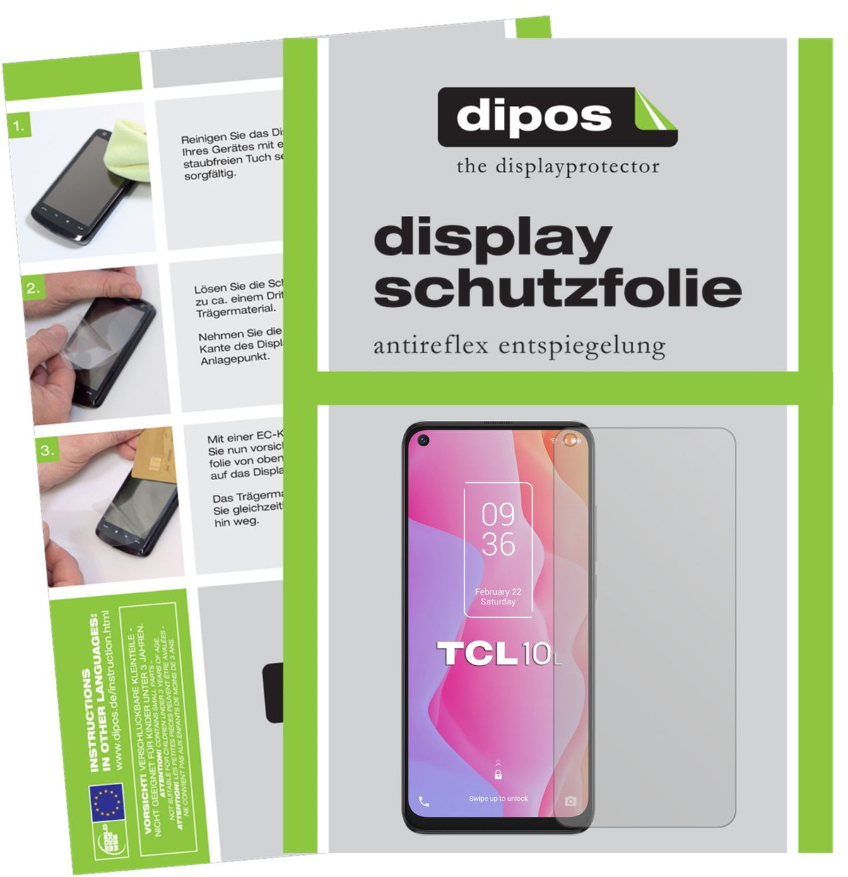 Matte Displayschutzfolie von dipos passend für TCL 10L, präziser Zuschnitt und blasenfrei montiert