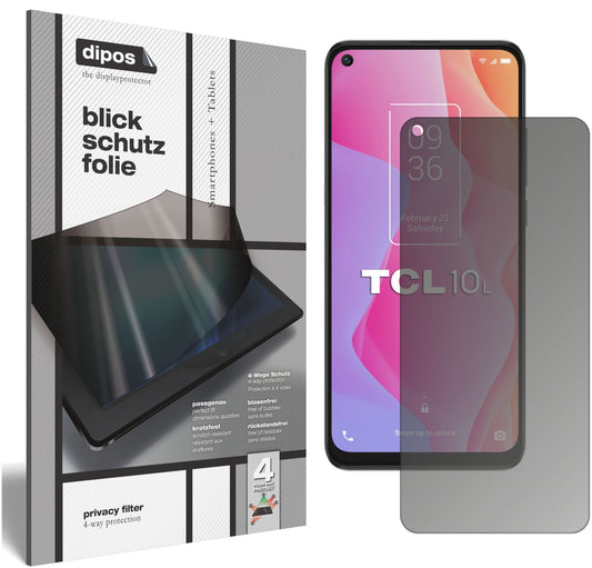 Blickschutzfolie von dipos passend für TCL 10L, präziser Zuschnitt und blasenfrei montiert