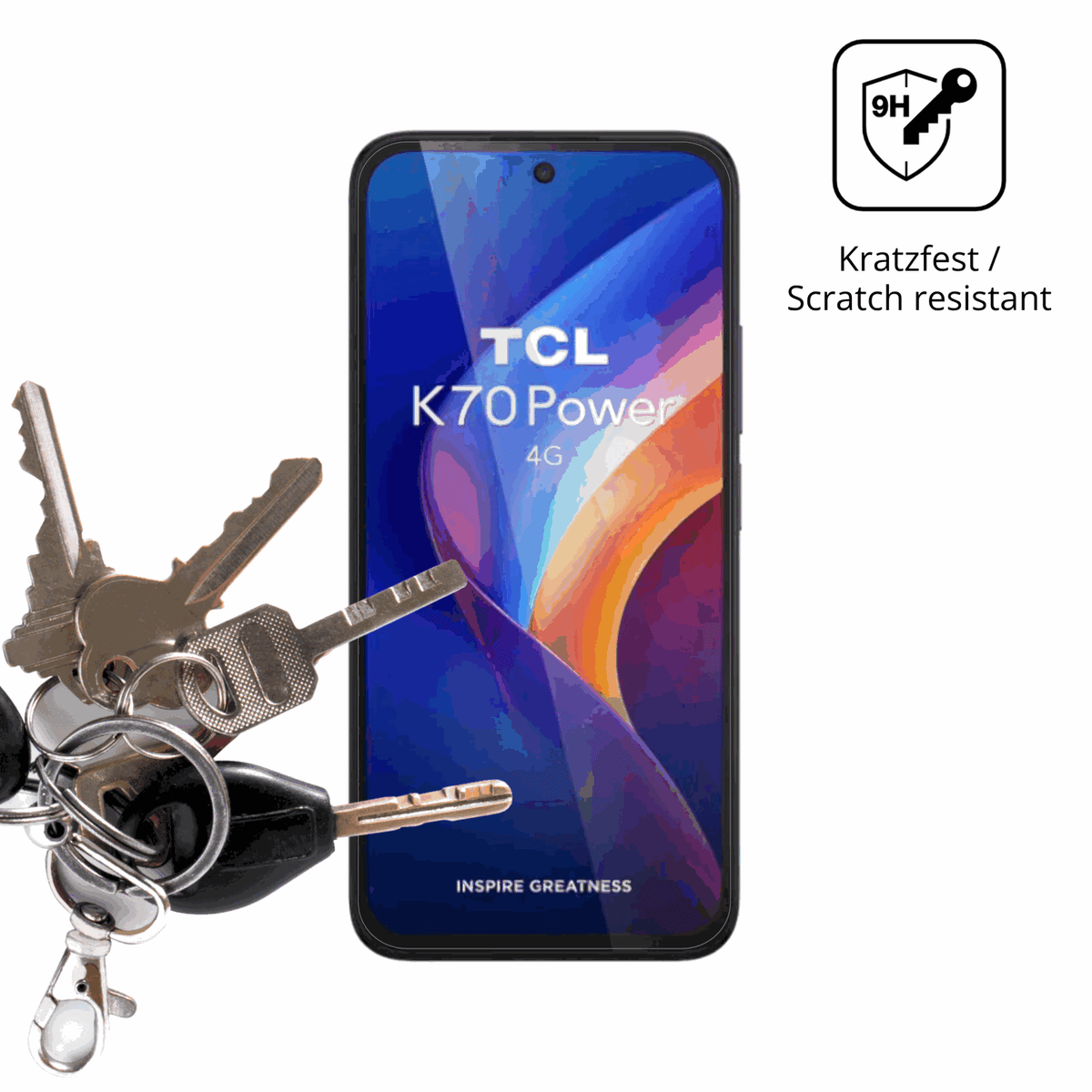dipos Displayschutz für TCL K70 4G, transparente Oberfläche, perfekte Passform auch für die Rundungen