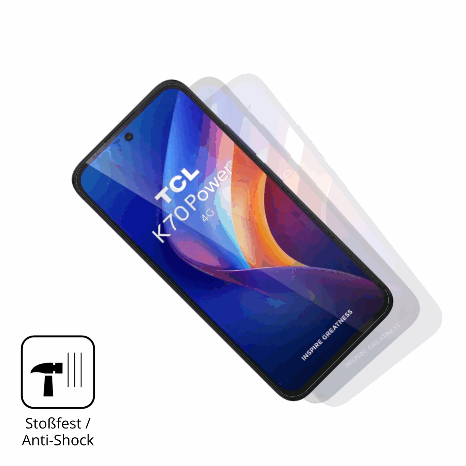 Schutz gegen Kratzer auf dem TCL K70 4G Glas durch Schlüssel, Stöße gegen die Tischkante oder Stürze