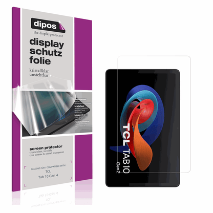 Klare Displayschutzfolie von dipos passend für TCL Tab 10 Gen 4, präziser Zuschnitt und blasenfrei montiert
