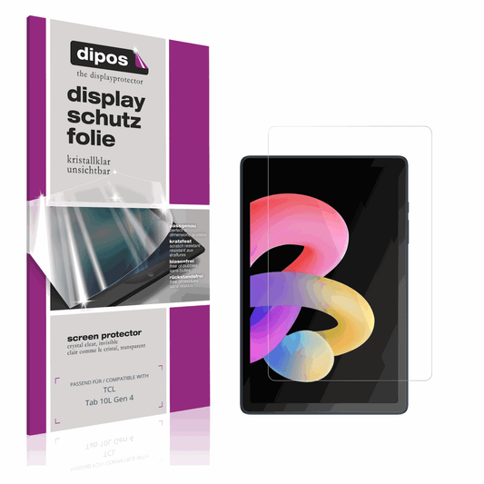 Klare Displayschutzfolie von dipos passend für tcltab 10l gen 4, präziser Zuschnitt und blasenfrei montiert