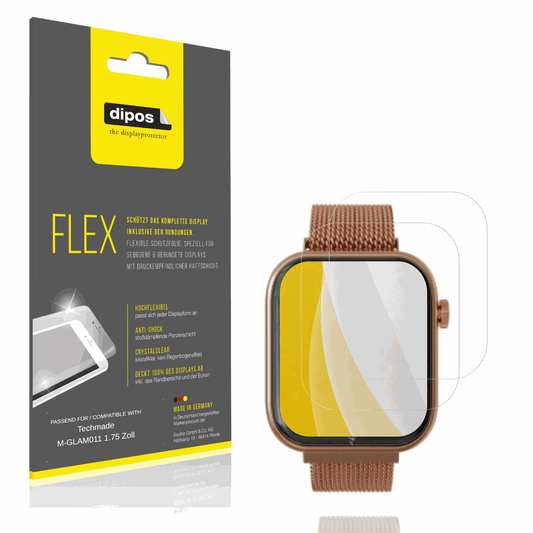 Klare Displayschutzfolie von dipos passend für techmadem-glam011 1.75 zoll, 100% Displayabdeckung und blasenfreie Montage