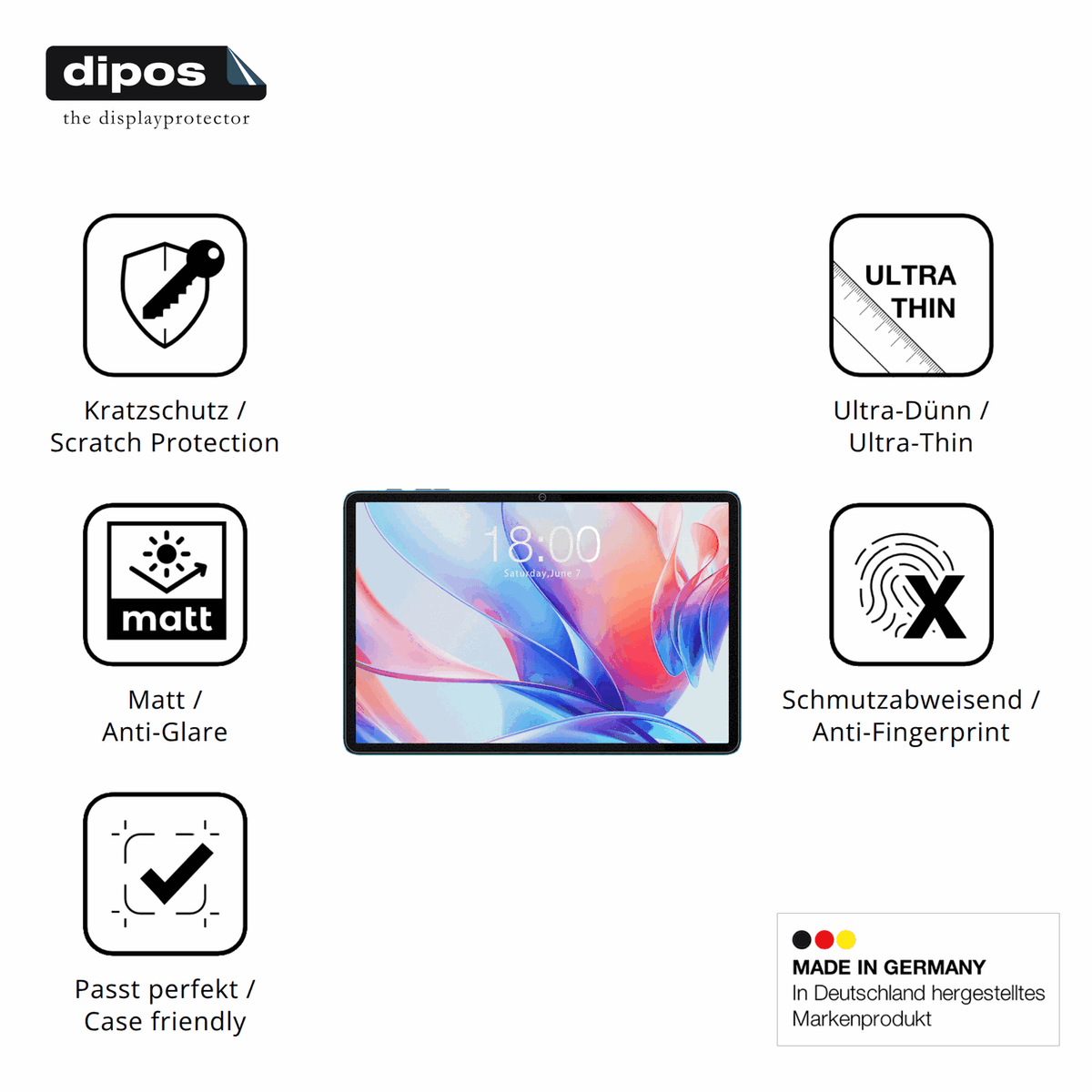 2x Schutzfolie matt für Teclast P30 Display-Schutzfolie