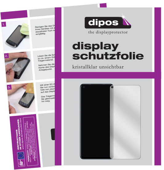 Klare Displayschutzfolie von dipos passend für Tecno Camon 16, präziser Zuschnitt und blasenfrei montiert