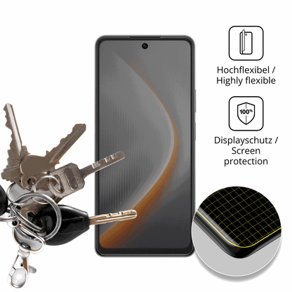 dipos Displayschutz für tecnopova 7, mit Blickschutzfilter und perfekter Passform auch für die Rundungen