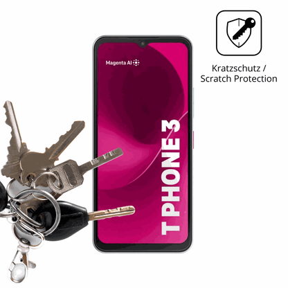 Schutz gegen Kratzer auf dem Telekom T Phone 3 Pro Glas durch Schlüssel oder Ähnliches