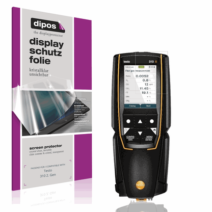 Klare Displayschutzfolie von dipos passend für Testo 310 2. Gen, präziser Zuschnitt und blasenfrei montiert