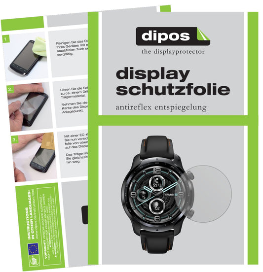 Matte Displayschutzfolie von dipos passend für TicWatch Pro 3 GPS, präziser Zuschnitt und blasenfrei montiert