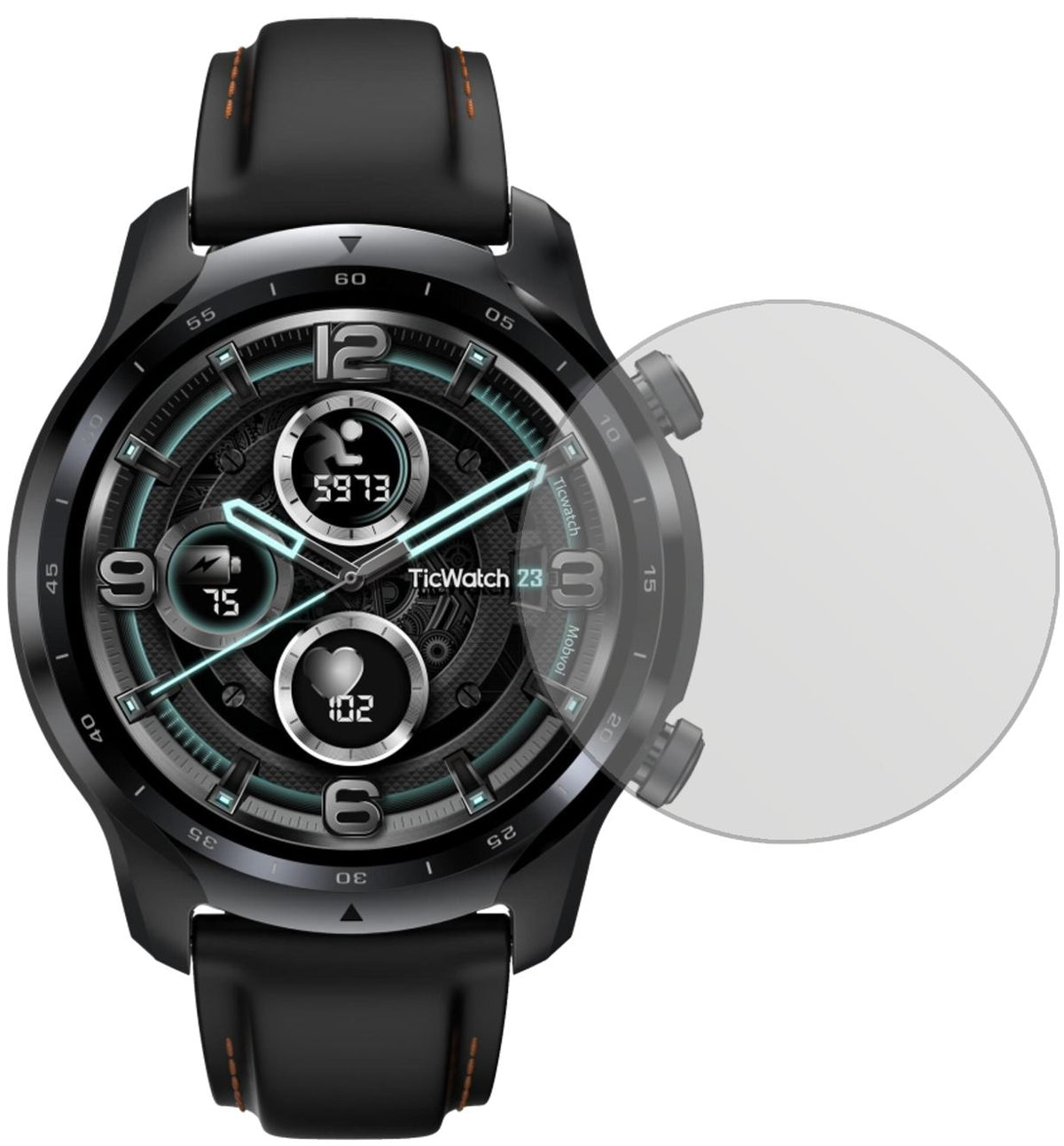 TicWatchPro 3 GPS mit aufgebrachter dipos Displayschutzfolie, die lästige Fingerabdrücke minimiert