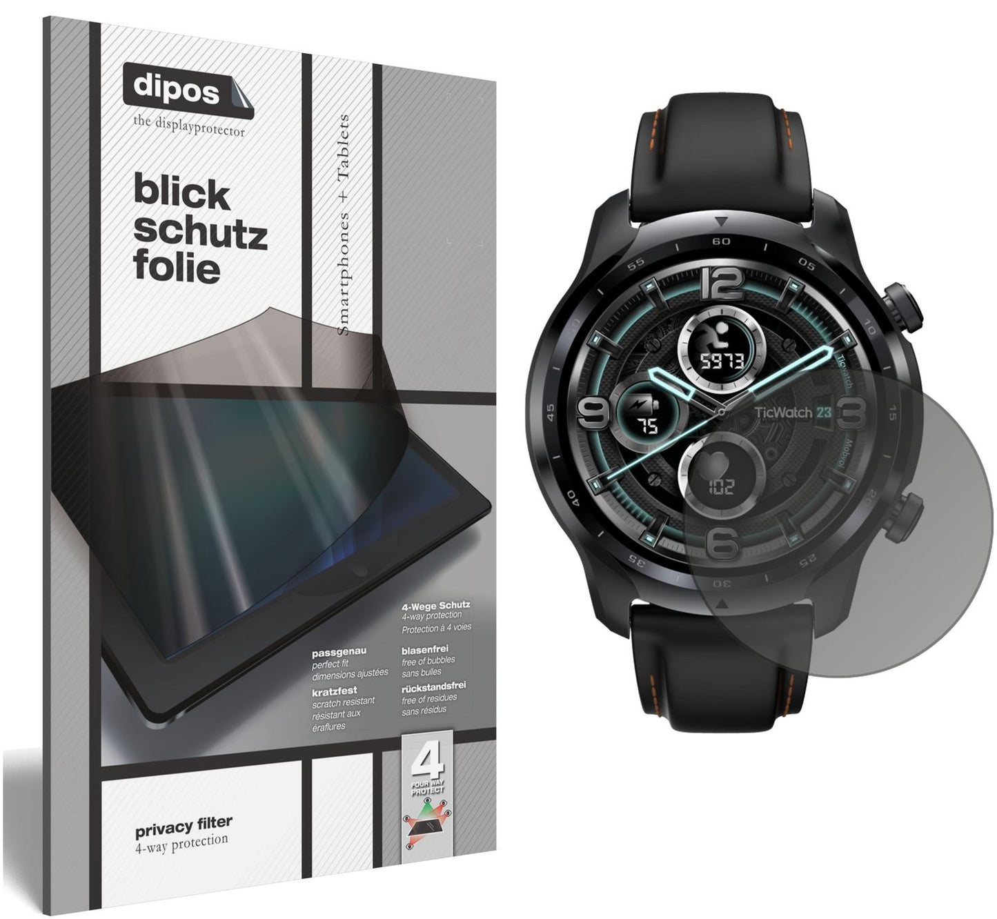 Blickschutzfolie für TicWatch Pro 3 GPS matt Schutzfolie Privacy