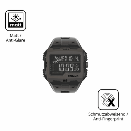 Dünne und entspiegelnde Folie passend zugeschnitten für Timex Expedition Grid Shock