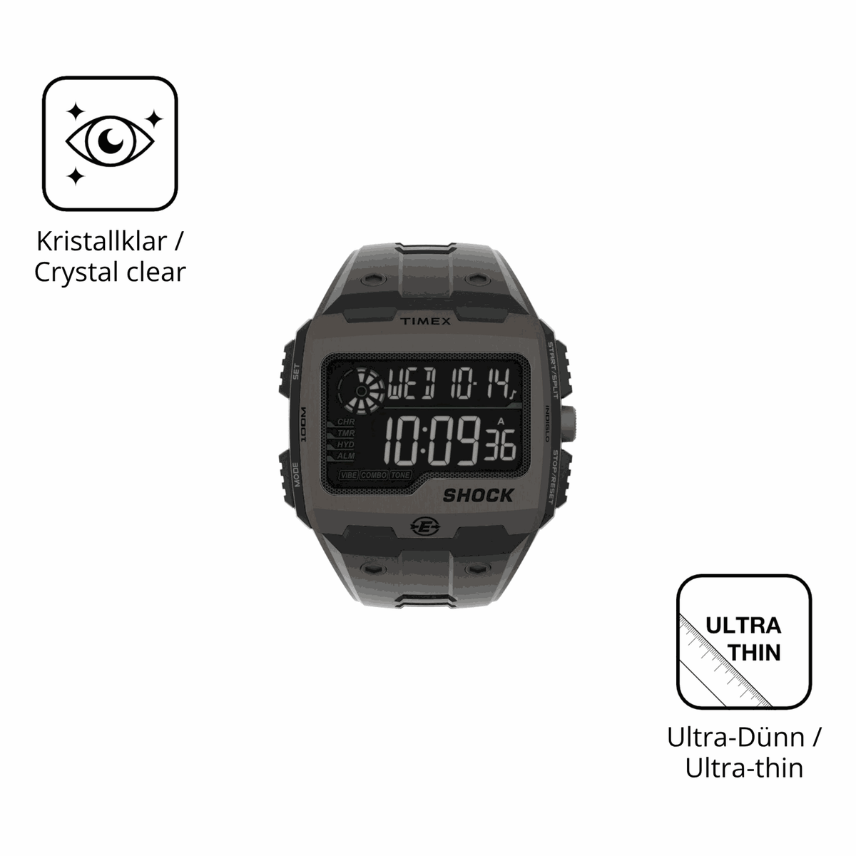 Dünne und klare Folie passend zugeschnitten für Timex Expedition Grid Shock