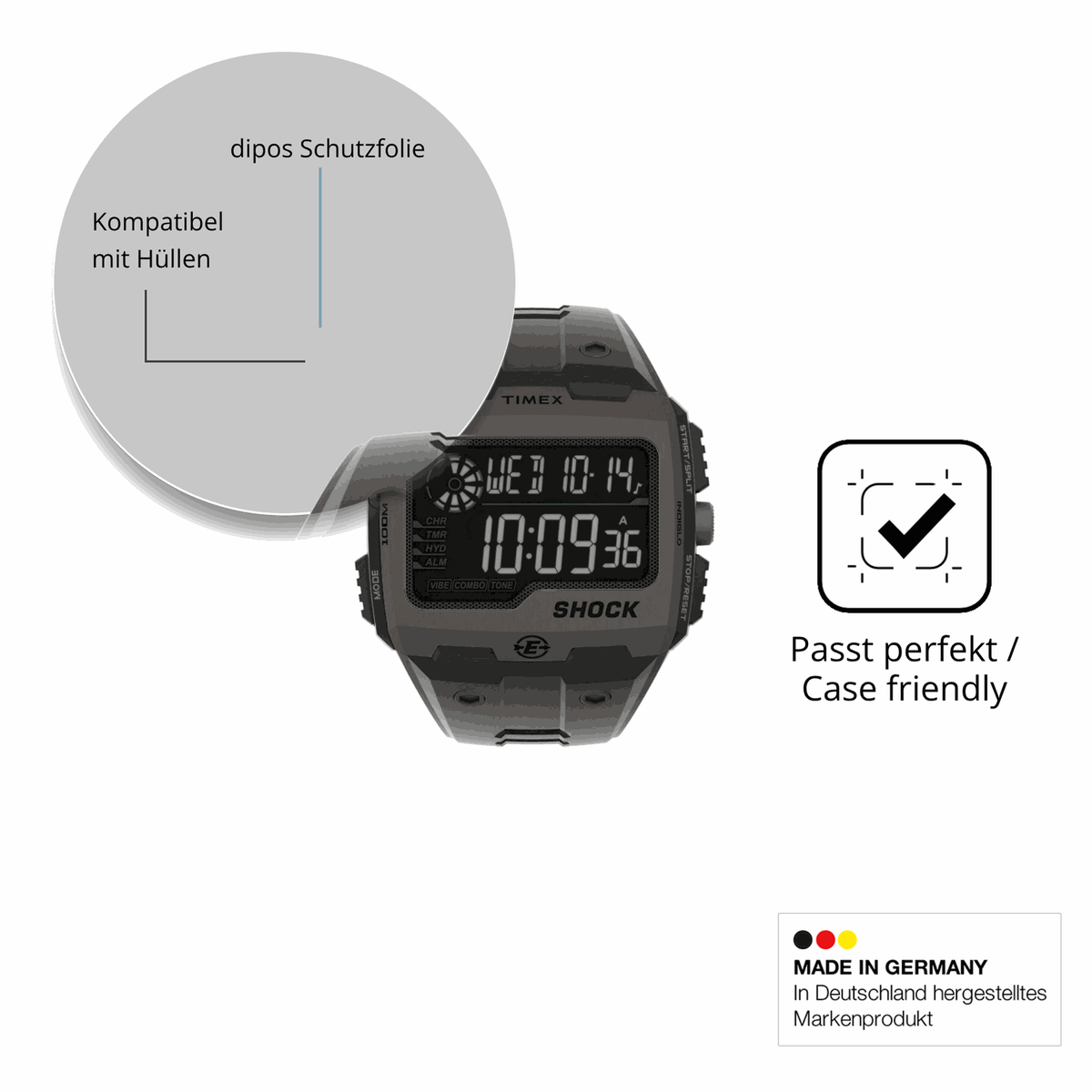 Schutzfolie mit optimaler Passform, zur Verwendung mit Hüllen geeignet