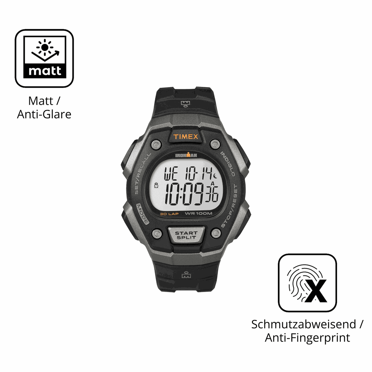 Dünne und entspiegelnde Folie passend zugeschnitten für Timex Ironman