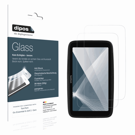 Klare Displayschutzfolie von dipos passend für TomTom Go Essential 6 Zoll 2. Gen, 9H kratzfest und blasenfrei montiert