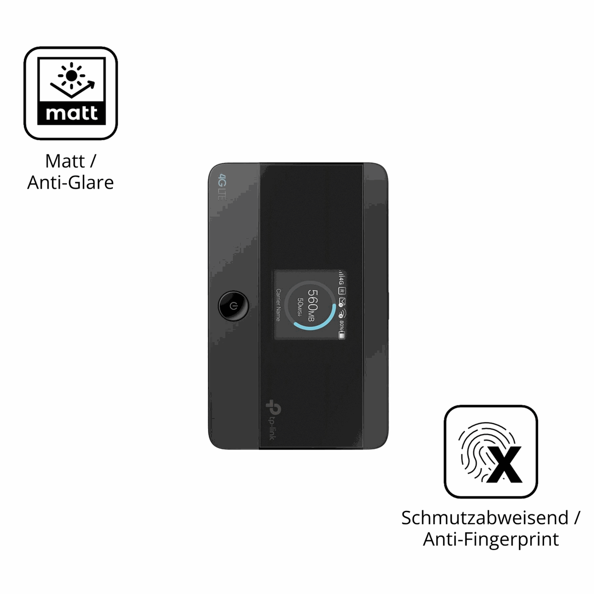 Dünne und entspiegelnde Folie passend zugeschnitten für TP-Link M7350