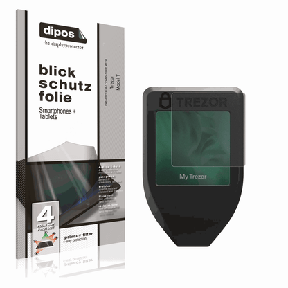 Blickschutzfolie von dipos passend für Trezor Model T, präziser Zuschnitt und blasenfrei montiert