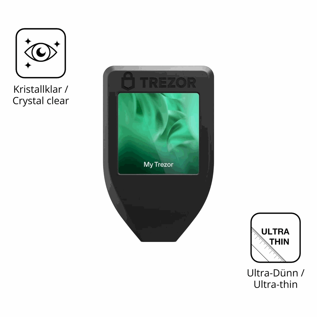 Dünne und klare Folie passend zugeschnitten für Trezor Model T