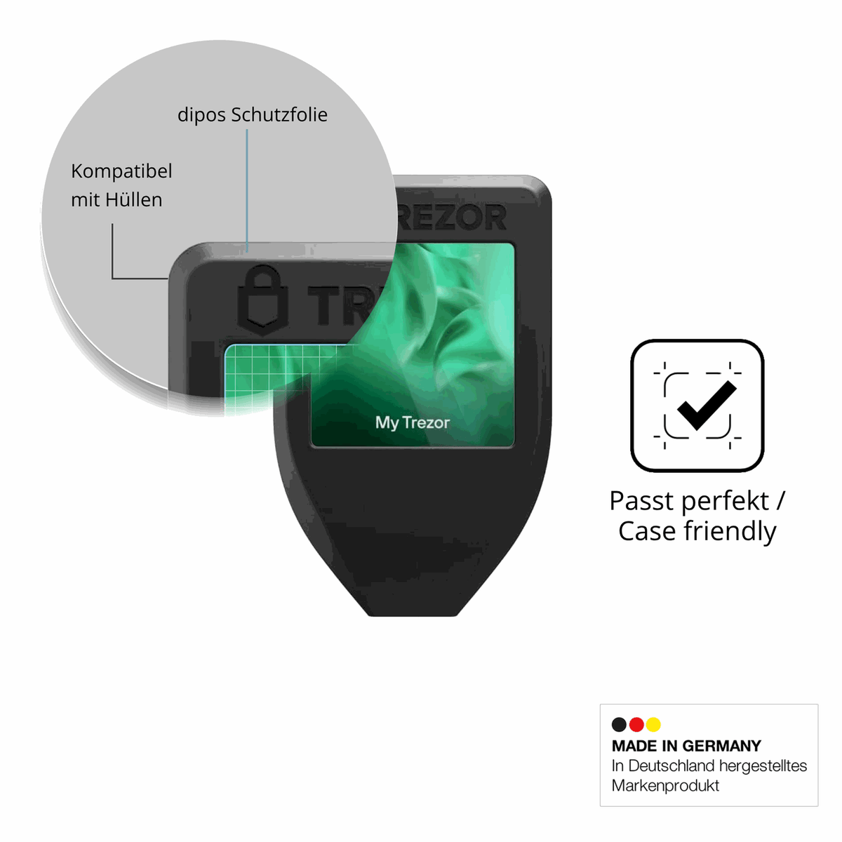 Schutzfolie mit optimaler Passform, zur Verwendung mit Hüllen geeignet