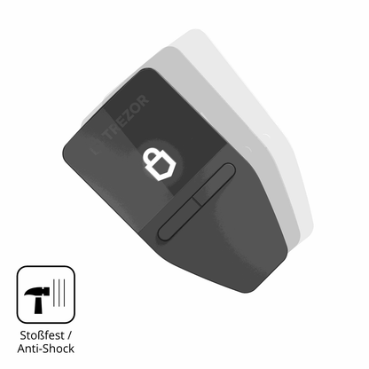 Schutz gegen Kratzer auf dem Trezor Safe 3 Glas durch Schlüssel, Stöße gegen die Tischkante oder Stürze