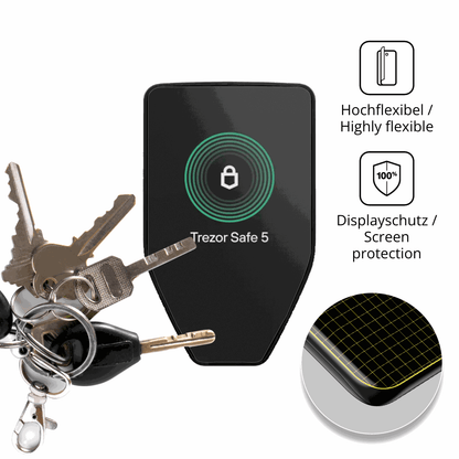 dipos Displayschutz für Trezor Safe 5, transparente Oberfläche, perfekte Passform auch für die Rundungen