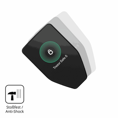 Schutz gegen Kratzer auf dem Trezor Safe 5 Glas durch Schlüssel, Stöße gegen die Tischkante oder Stürze