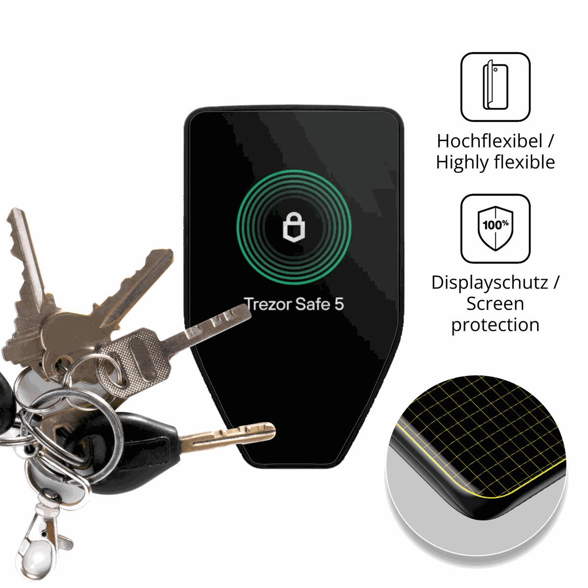dipos Displayschutz für Trezor Safe 5, transparente Oberfläche, geringe Dicke und perfekte Passform