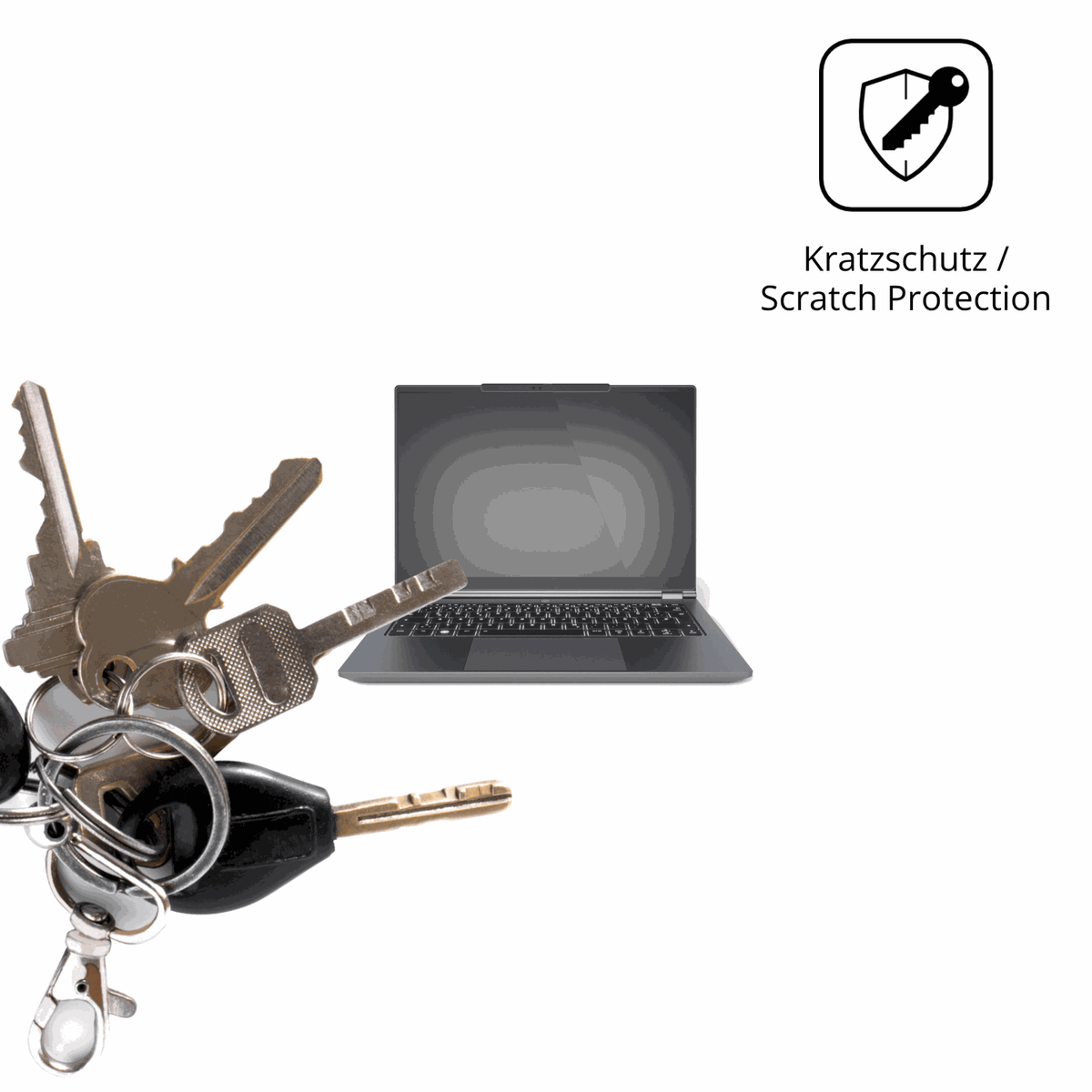Schutz gegen Kratzer auf dem tuxedoinfinitybook pro 14 gen 10 Glas durch Schlüssel oder Ähnliches