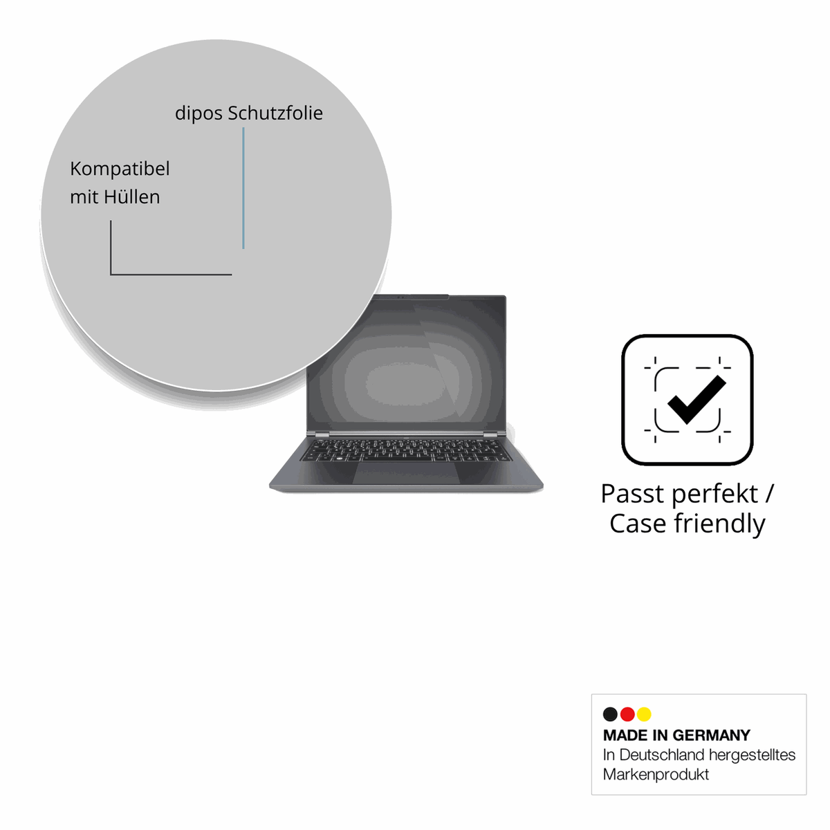 Schutzfolie mit optimaler Passform, zur Verwendung mit Hüllen geeignet