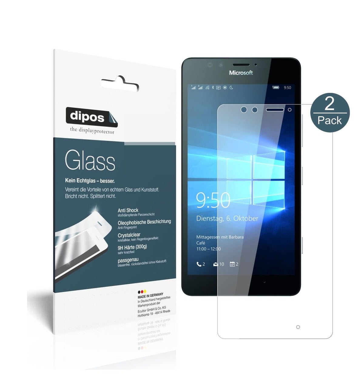 1x 9H Schutzfolie für Microsoft Lumia 950 Panzerfolie