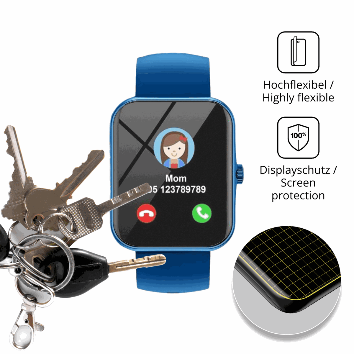 dipos Displayschutz für Ucani S80K, transparente Oberfläche, perfekte Passform auch für die Rundungen