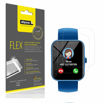 Klare Displayschutzfolie von dipos passend für Ucani S80K, 100% Displayabdeckung und blasenfreie Montage