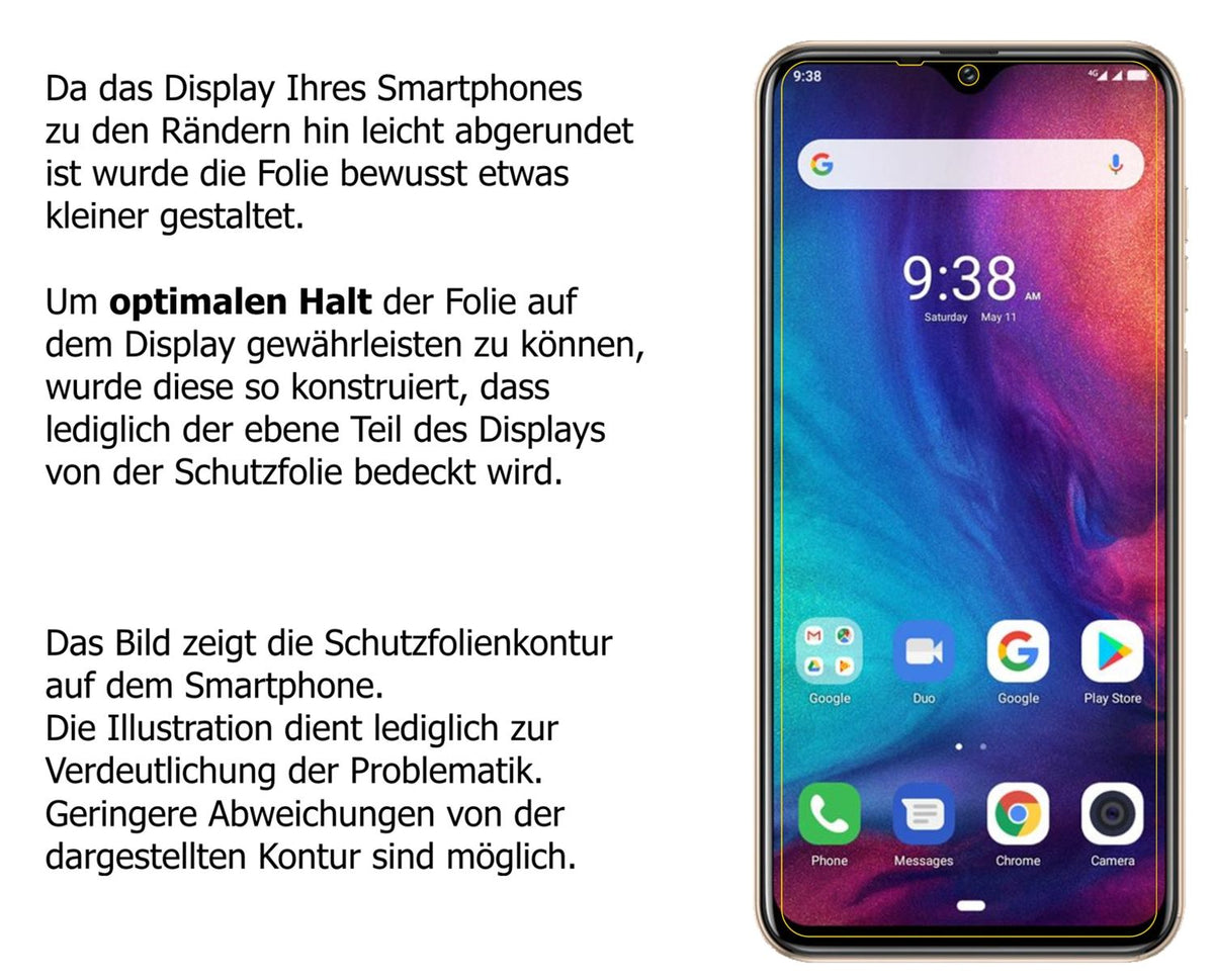 dipos Displayschutz für Ulefone Note 7P, transparente Oberfläche, perfekte Passform auch für die Rundungen