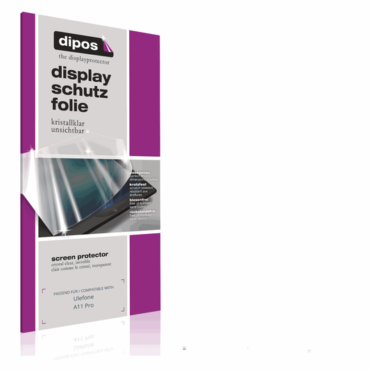 Klare Displayschutzfolie von dipos passend für Ulefone A11 Pro, präziser Zuschnitt und blasenfrei montiert