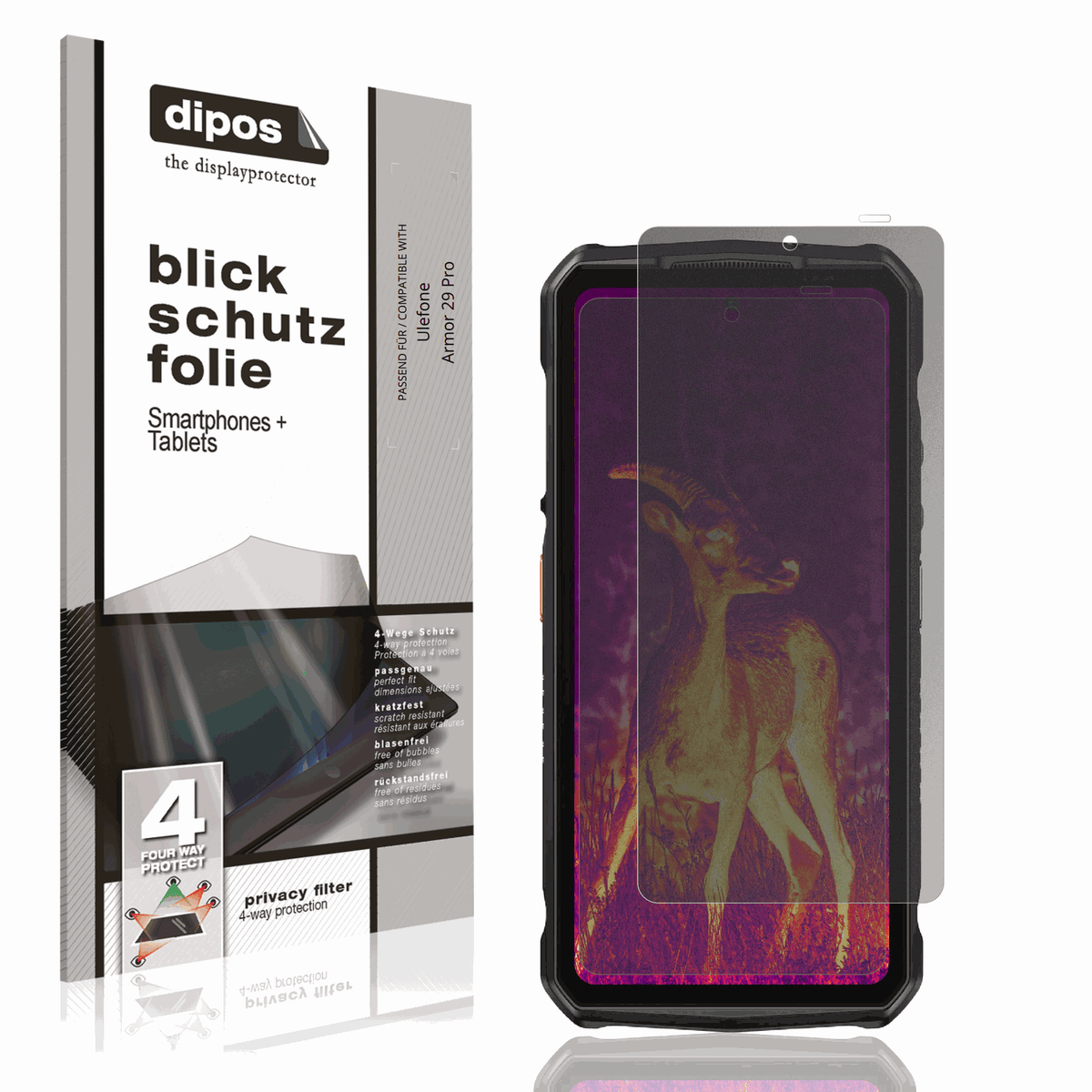 Blickschutzfolie für Ulefone Armor 29 Pro matt Schutzfolie Privacy