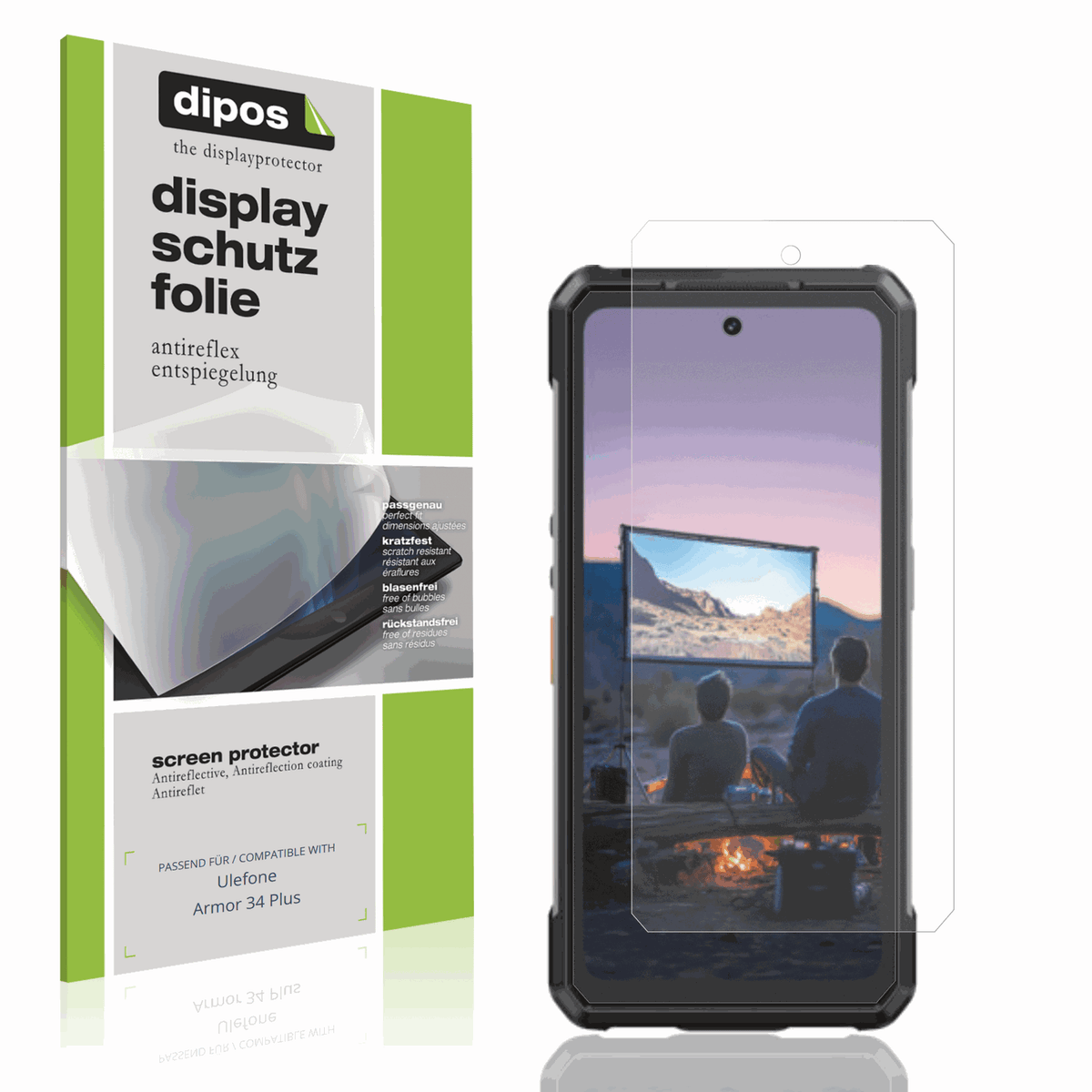 Matte Displayschutzfolie von dipos passend für Ulefone Armor 34 Plus, präziser Zuschnitt und blasenfrei montiert