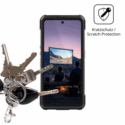 Schutz gegen Kratzer auf dem Ulefone Armor 34 Plus Glas durch Schlüssel oder Ähnliches
