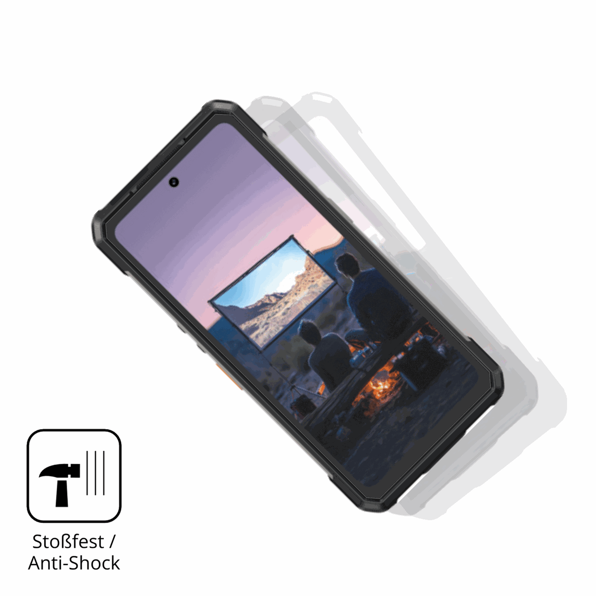 Schutz gegen Kratzer auf dem Ulefone Armor 34 Plus Glas durch Schlüssel, Stöße gegen die Tischkante oder Stürze
