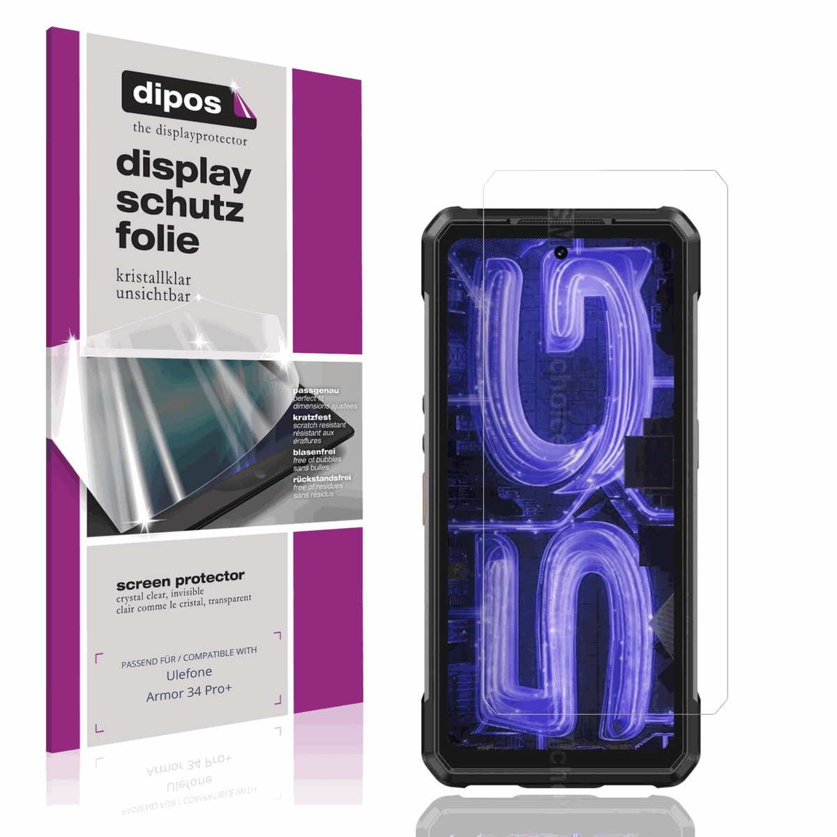 4x Schutzfolie klar für Ulefone Armor 34 Pro+ Display-Schutzfolie